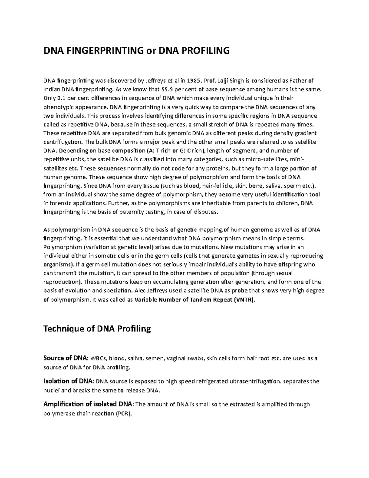 essay questions on dna fingerprinting