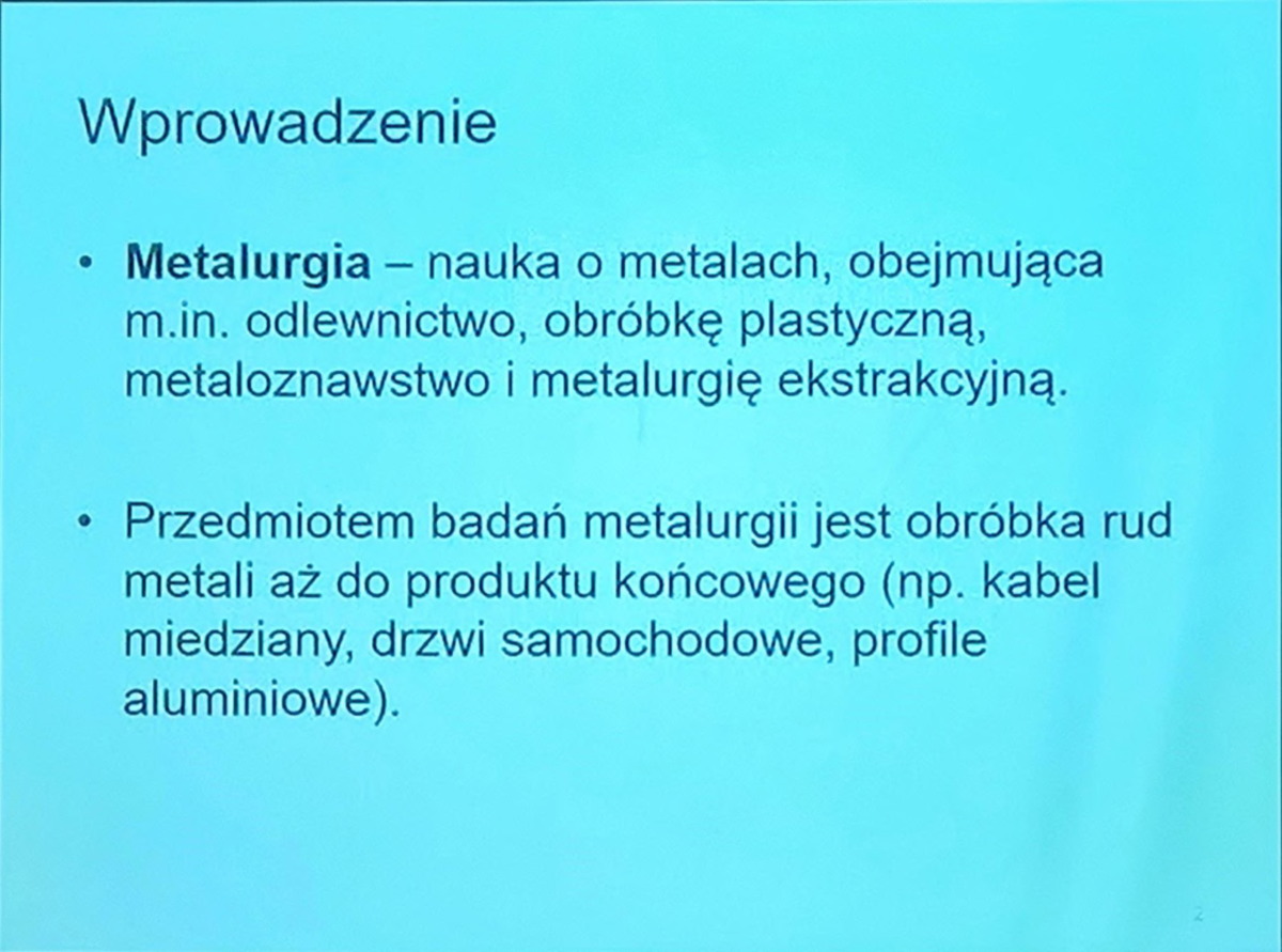 Metalurgia - Notatki z wykładu 1 - Wprowadzenie Metalurgia — nauka o