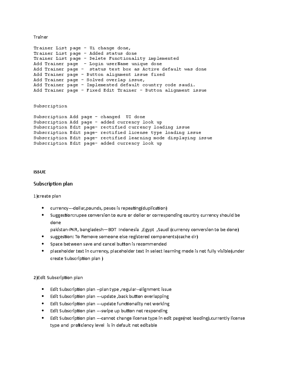Issues metioned - Trainer Trainer List page - Ui change done, Trainer ...