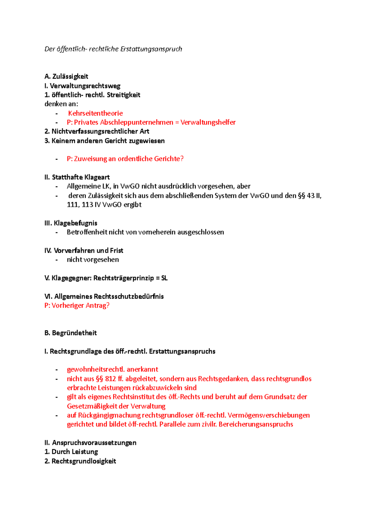 öffentlich Rechtlicher Erstattungsanspruch Schema Grundschema offentlich-rechtl icher Erstattungsanspruch - Der