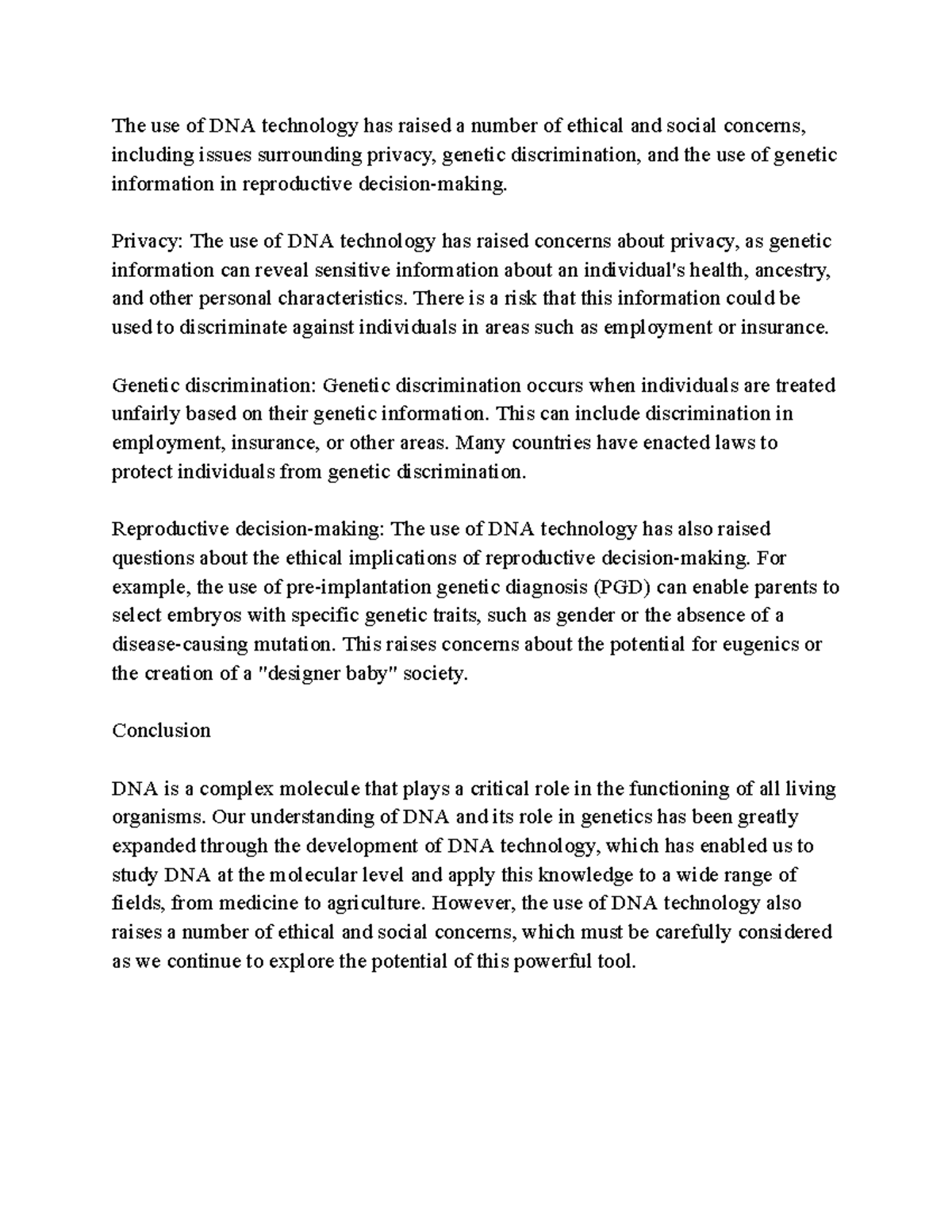 DNA P3 4 Google Docs DNA NOTES The use of DNA technology has