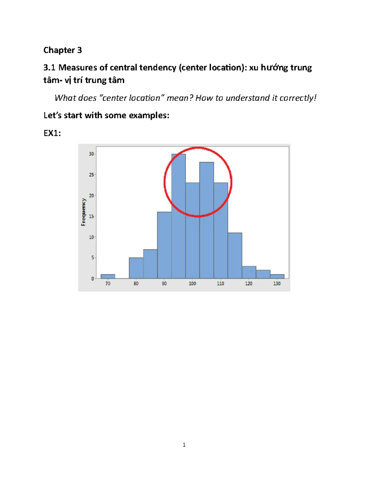 Lecture note #56 - Chapter 3 3 Measures of central tendency (center ...