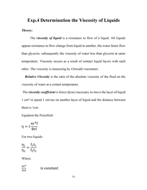 Lab Report Viscosity Of Fluid Civil Engineering Btc F2015a Studocu