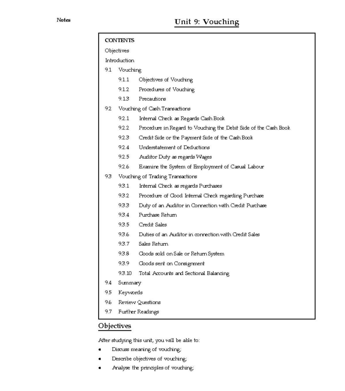 Vouching Notes Unit 9 Vouching CONTENTS Objectives Introduction 9 vouching-notes-unit-9-vouching-contents-objectives-introduction-9