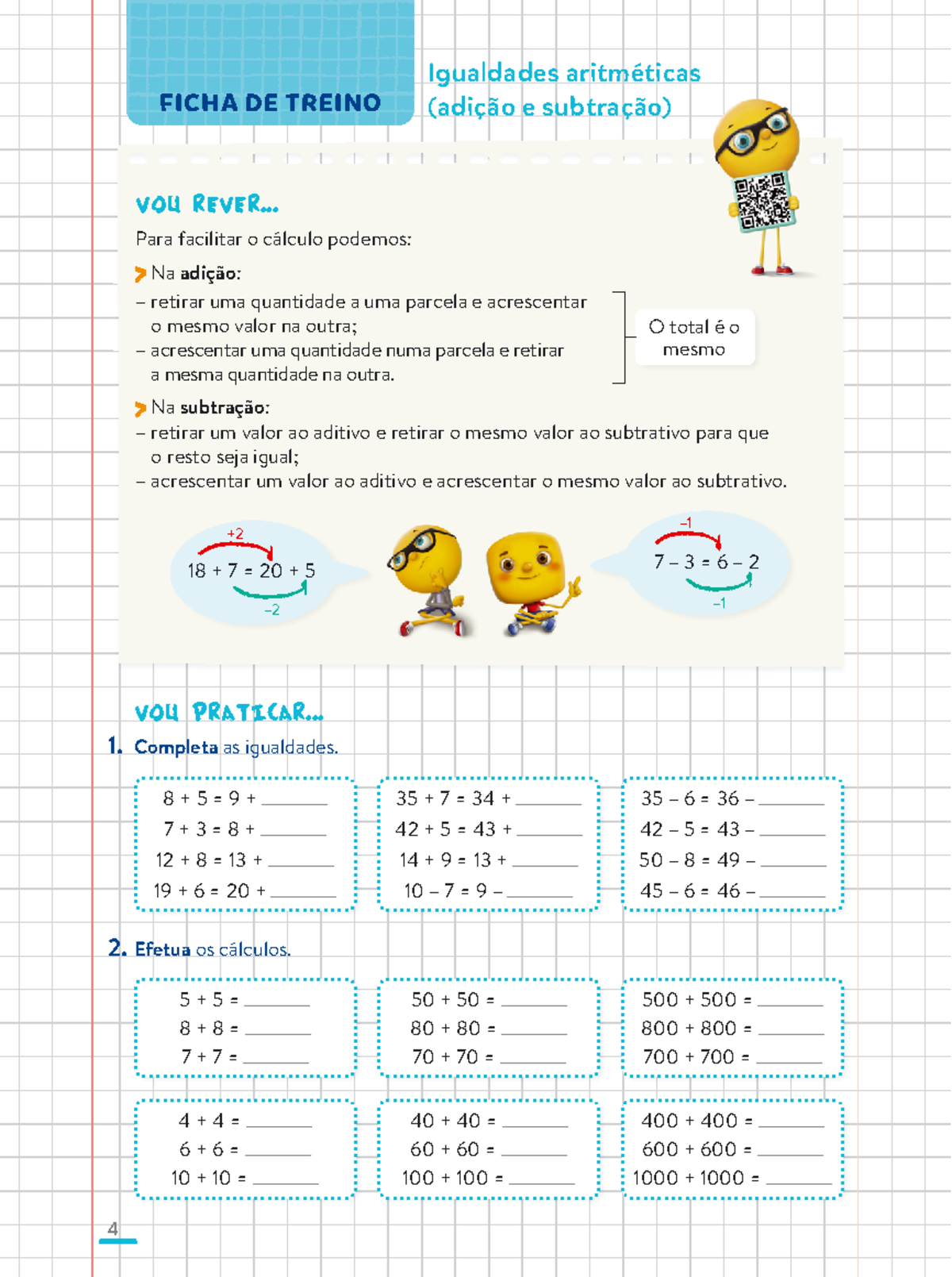 Ficha De Treino Igualdades Aritméticas - 4 FICHA DE TREINO Igualdades ...