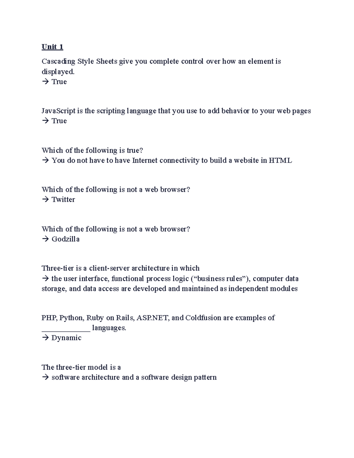 Old Questions - Unit 1 Cascading Style Sheets give you complete control ...