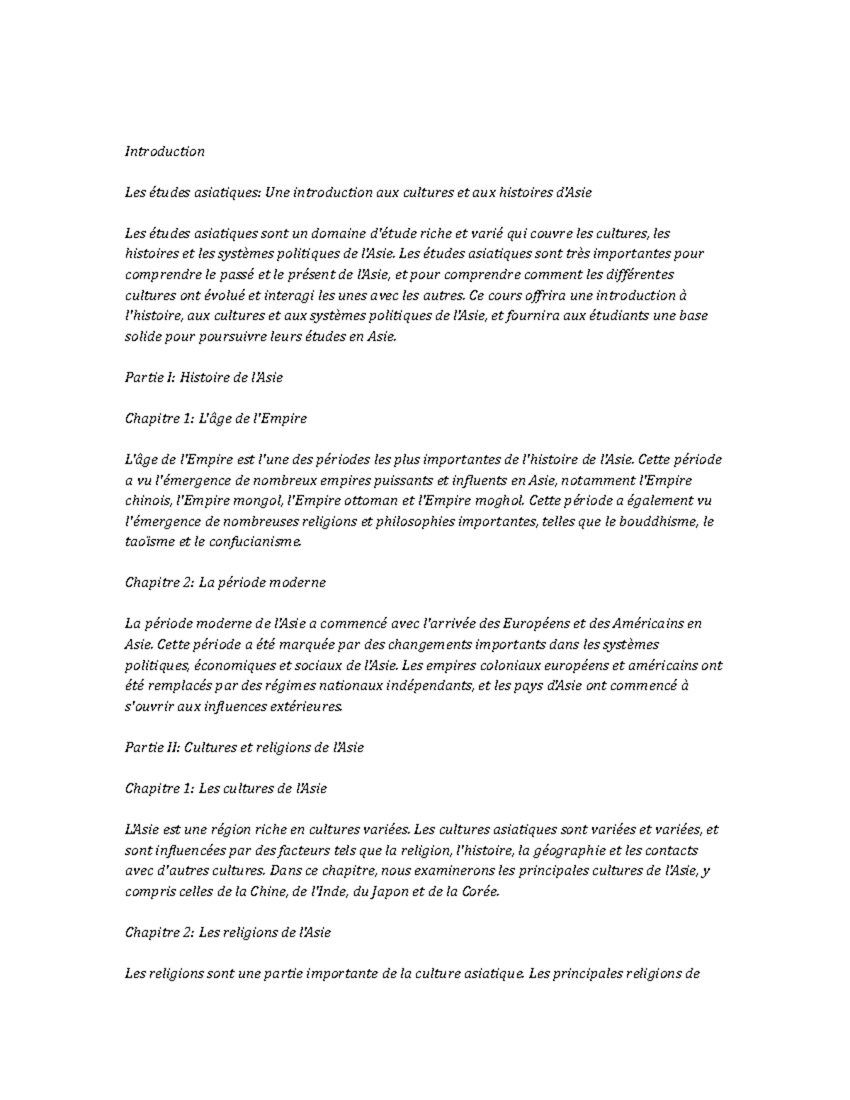 Asian Studies Study Notes - Introduction Les études asiatiques: Une ...