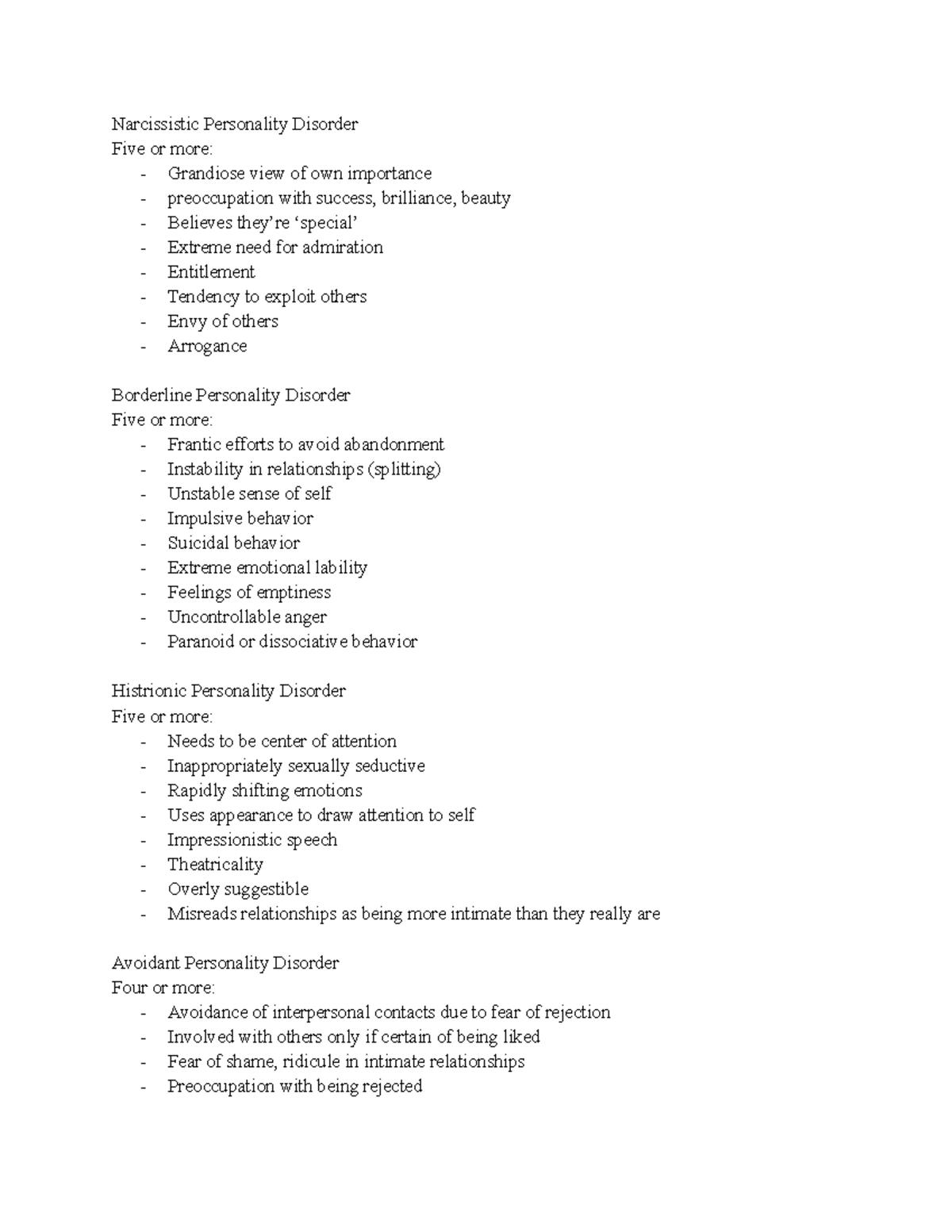 Chapter 12 Personality Disorders - Narcissistic Personality Disorder ...