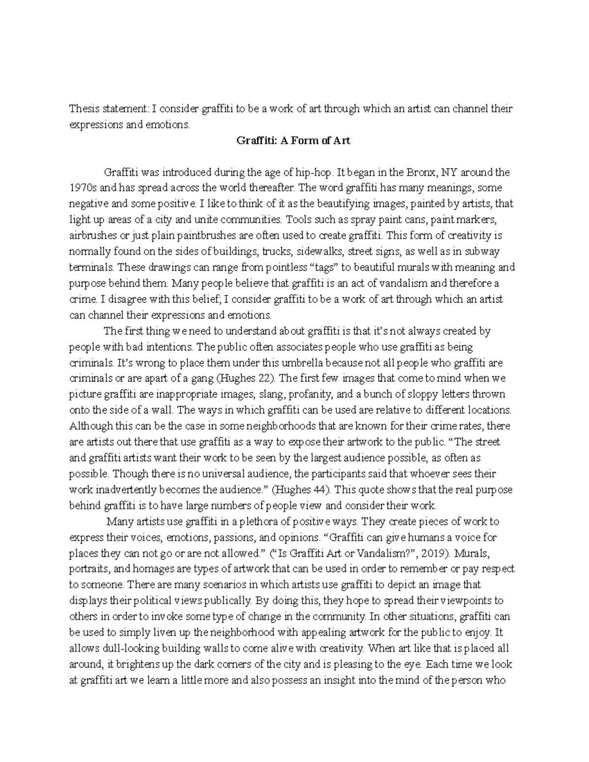 essay about graffiti art