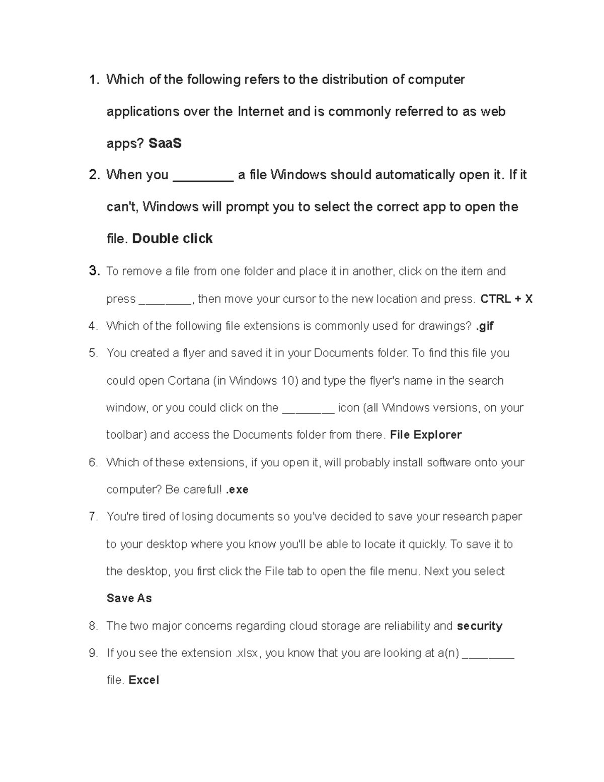 File Management Quiz Here are some notes that you can use. 1. Which