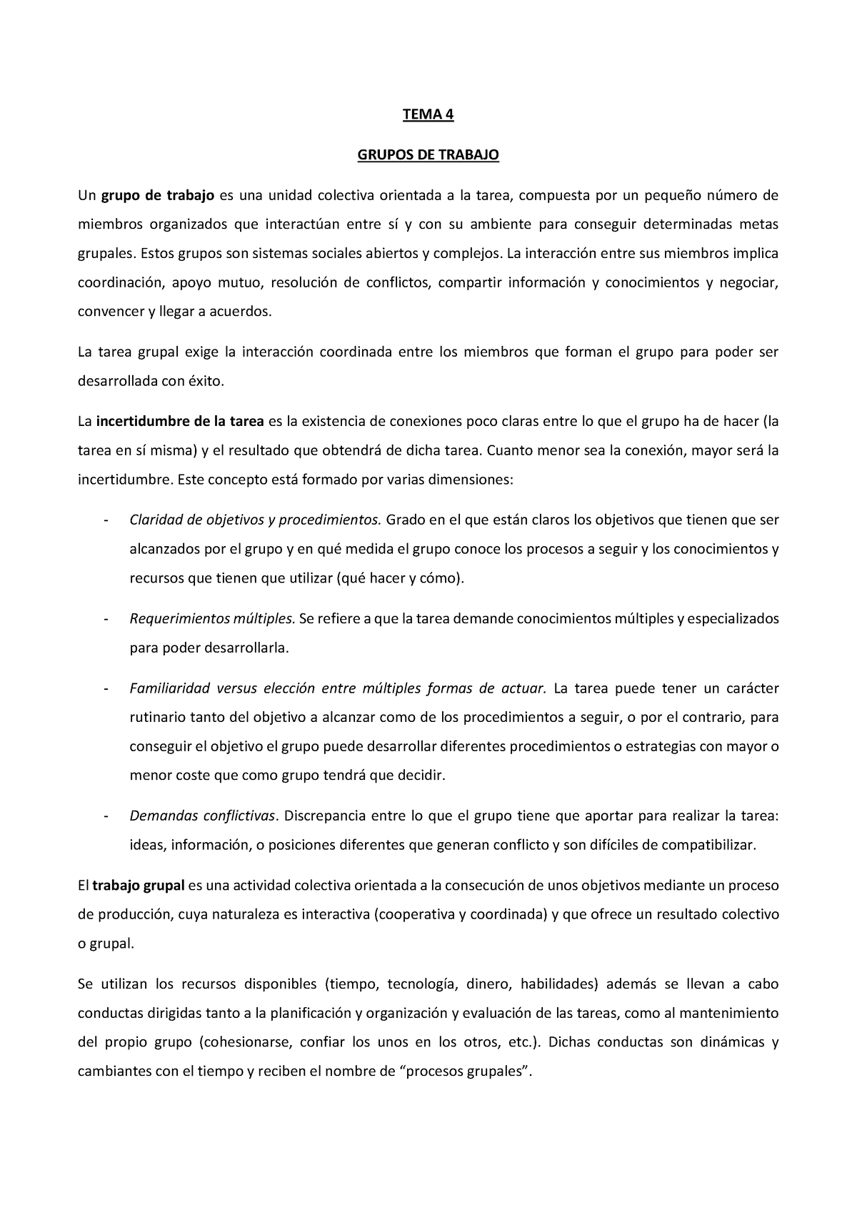 Tema 4 Trabajo Apuntes Completos Tema 4 Grupos De Trabajo Un Grupo De Trabajo Es Una Unidad 4061