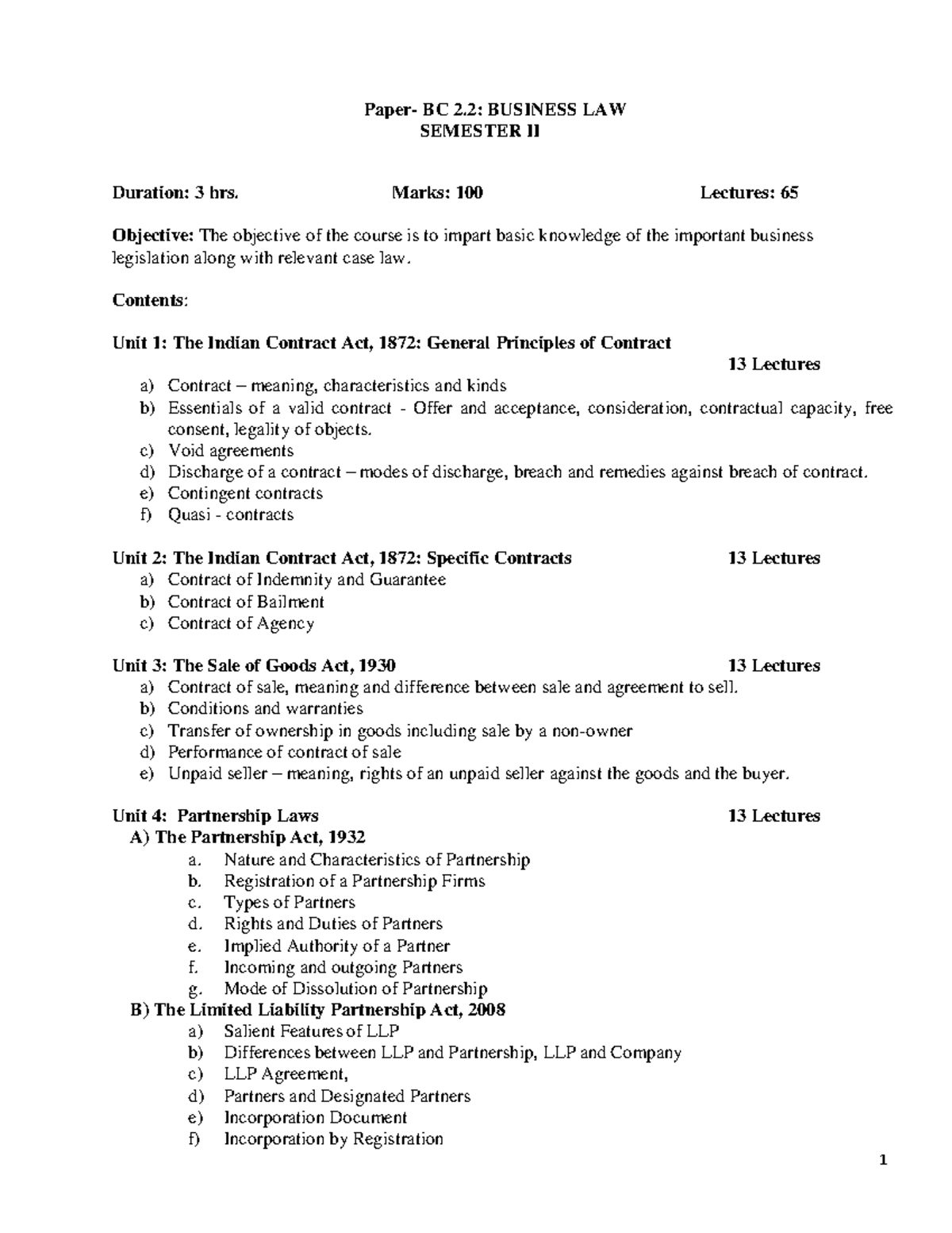 B. Com. - CBCS Programme - Programme Structure- Semester II - Paper- BC ...