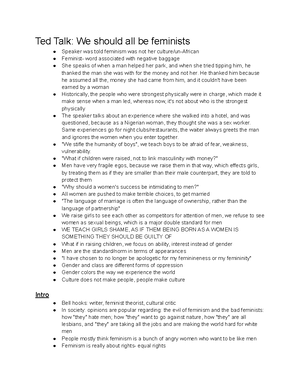 WGST WEEK 5 - These notes are based off of lectures and readings done ...