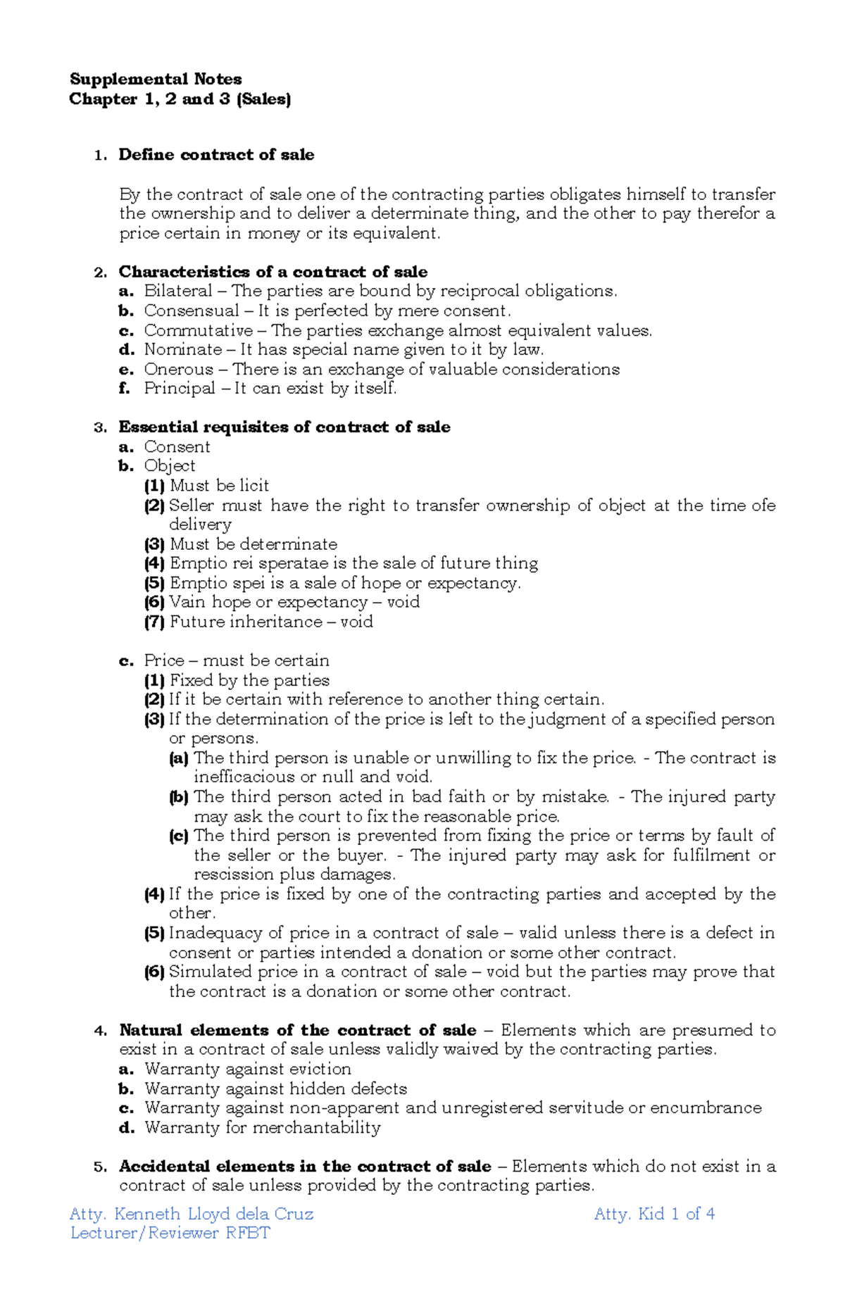 Sales+notes+Chapter+1+2+and+3 - Atty. Kenneth Lloyd dela Cruz Atty. Kid ...