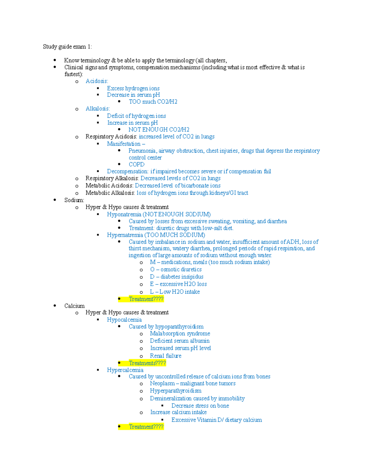 Exam 1 - Study Guide - Study guide exam 1: Know terminology & be able ...