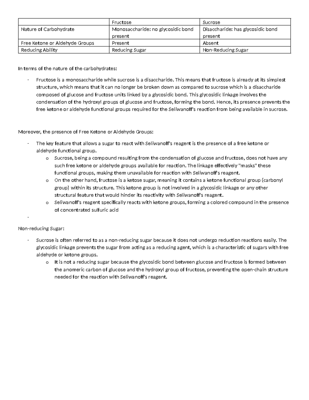 Fructose - Summary Biochemistry - Fructose Sucrose Nature of ...