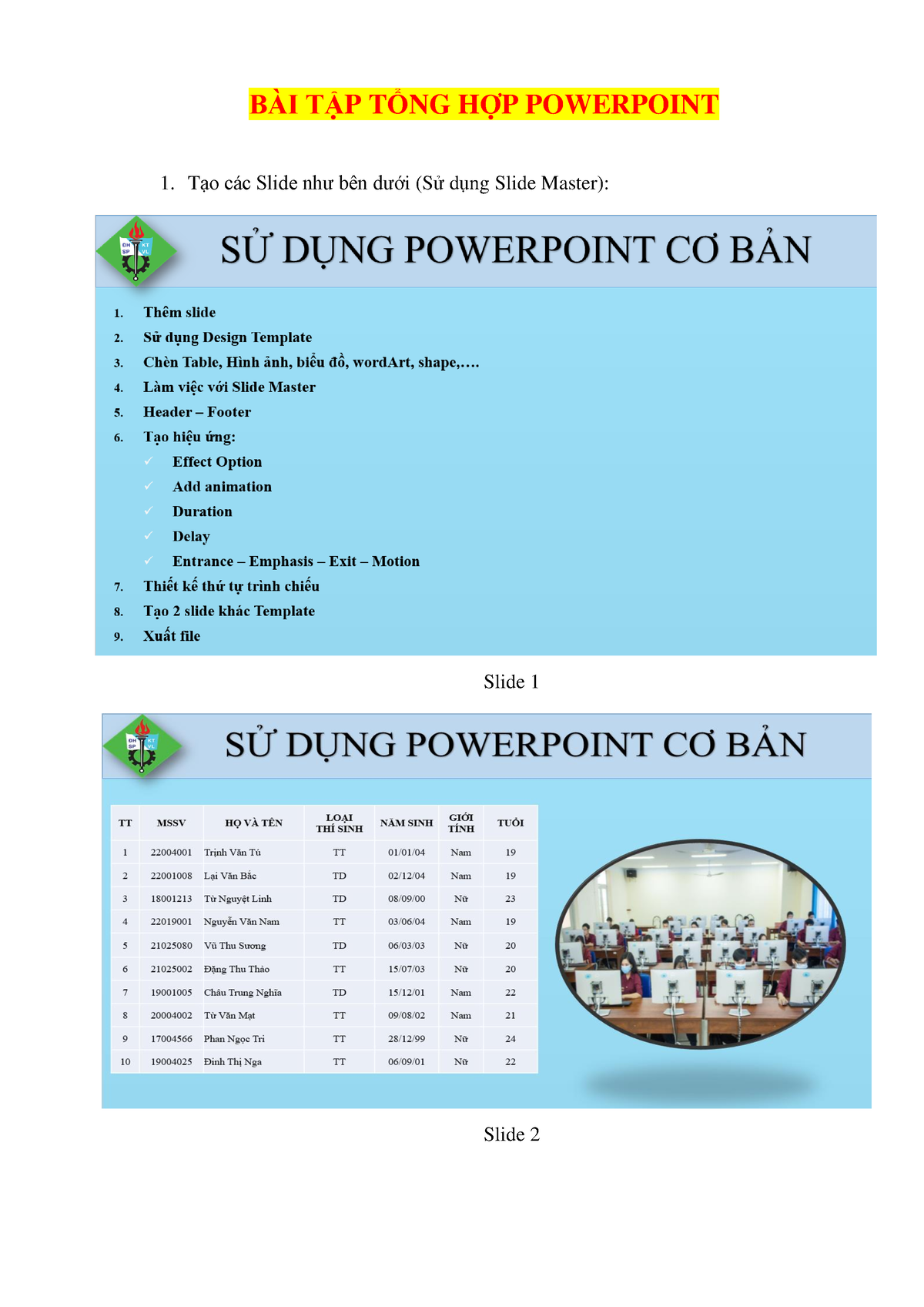 BT-ppt - Ggggggggg - Nhập Môn Cntt - BÀI TẬP TỔNG HỢP POWERPOINT Tạo ...