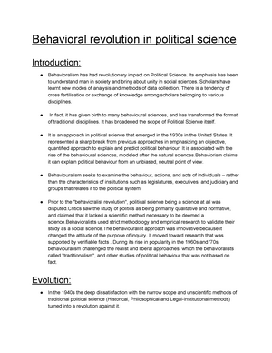 Assignment 3 Behavioural Revolution In Political Science Behavioral Revolution In Political Studocu