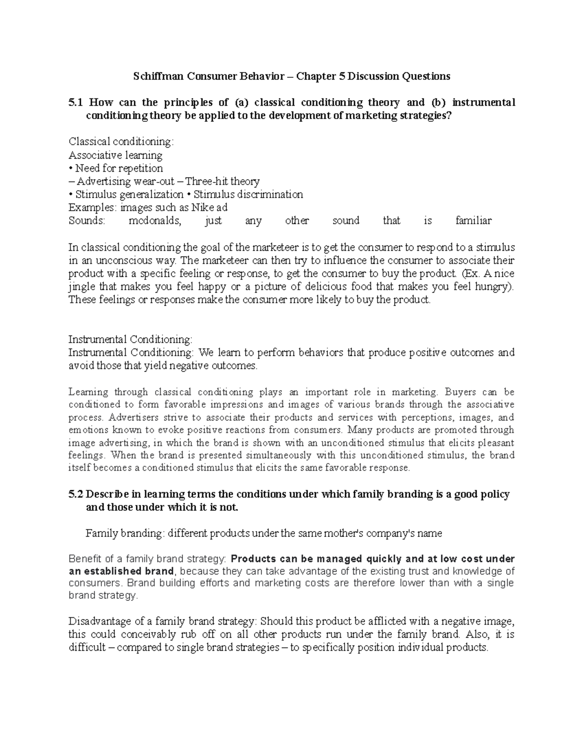 Chapter 5 Discussion Questions - Student copy - Schiffman Consumer ...