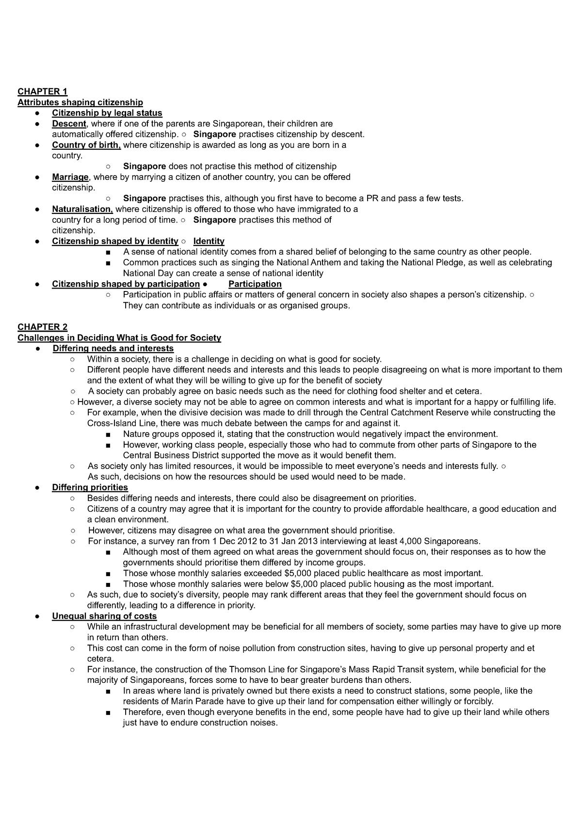 ECON 201 Chapter 1 and 2 - CHAPTER 1 Attributes shaping citizenship ...