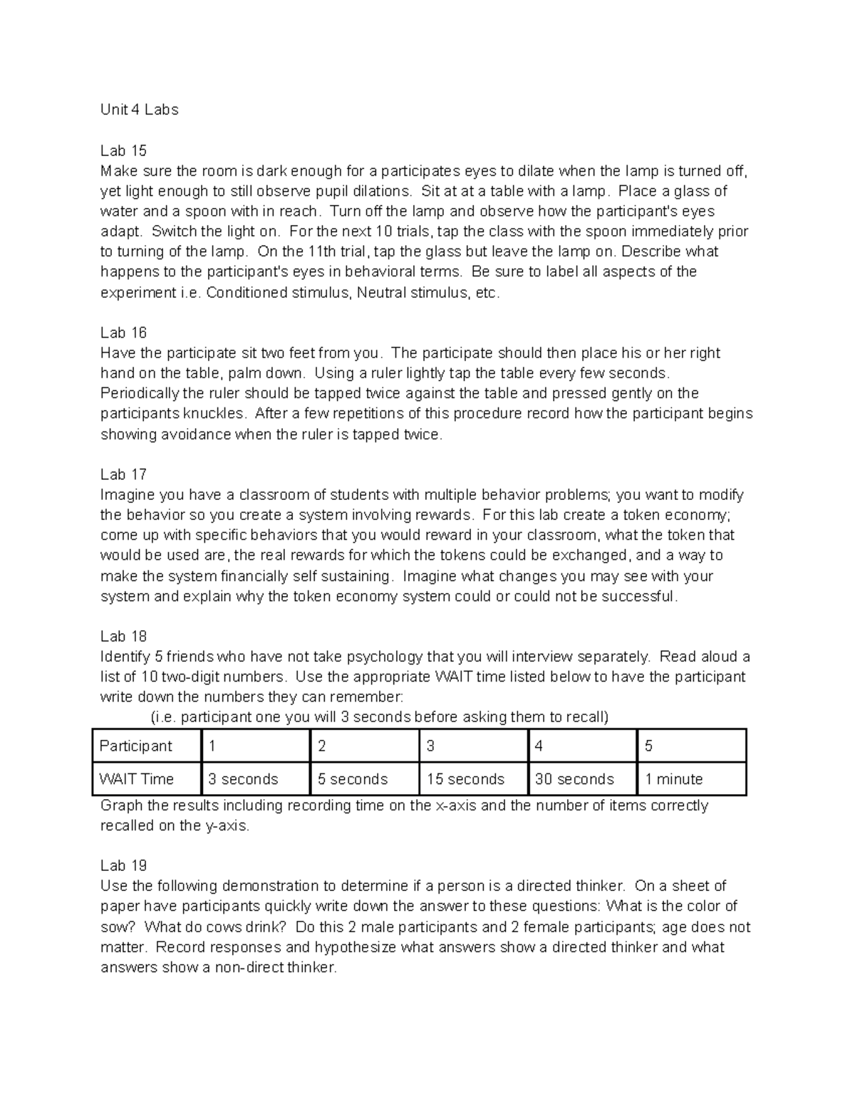 Unit 4 Labs - Lecture Notes 1 - Unit 4 Labs Lab 15 Make Sure The Room ...