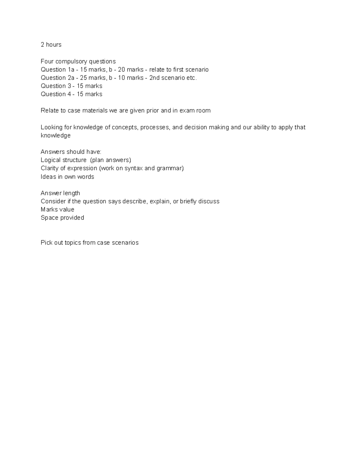 Exam info - Information about the end of semester exam - 2 hours Four ...