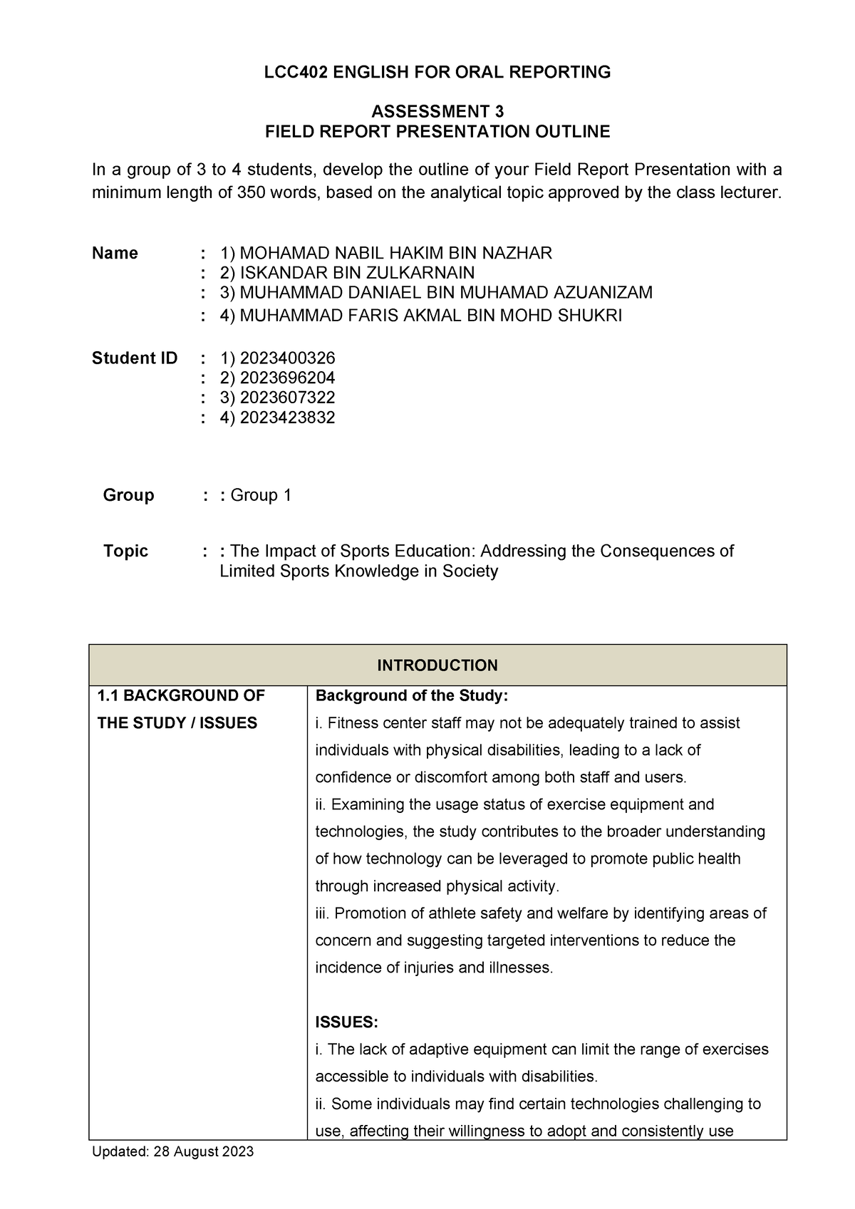 english for oral presentation uitm