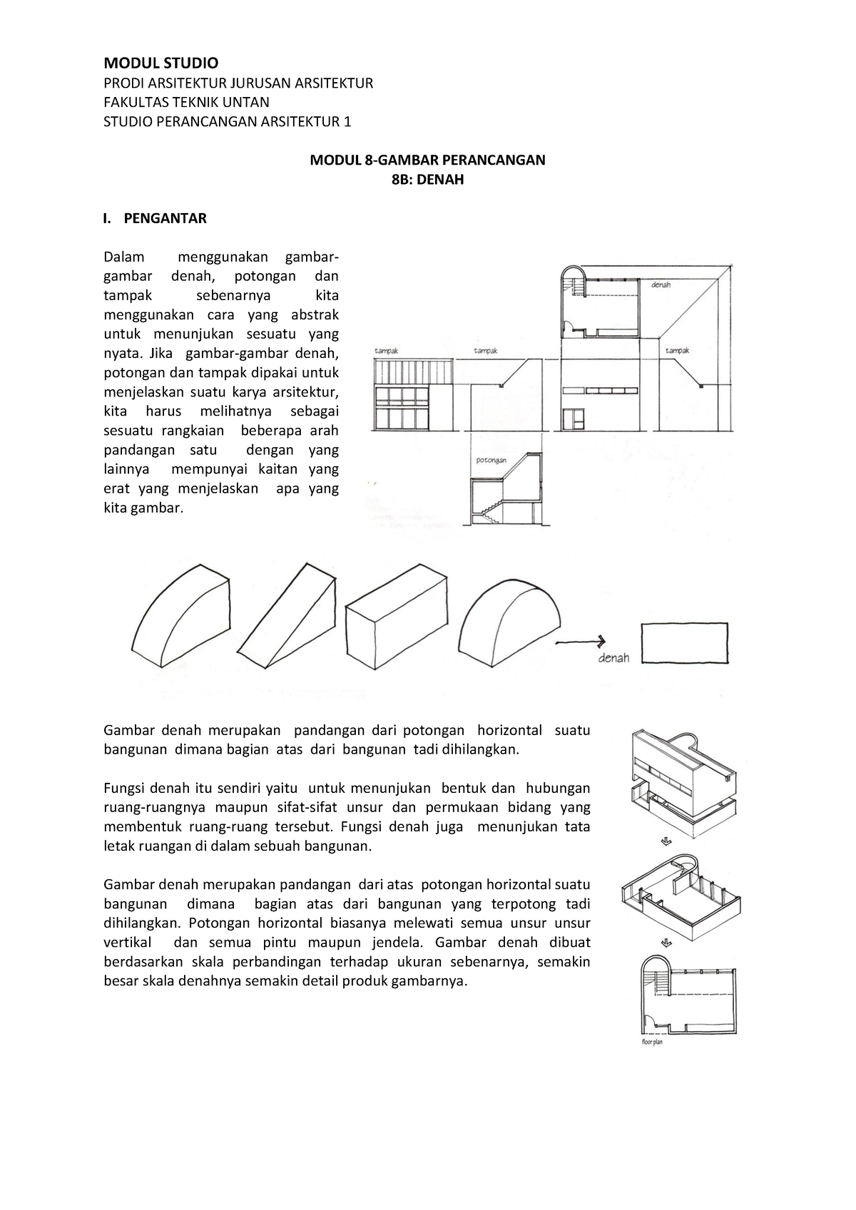 Modul Gambar Perancangan Prodi Arsitektur Jurusan Arsitektur Fakultas