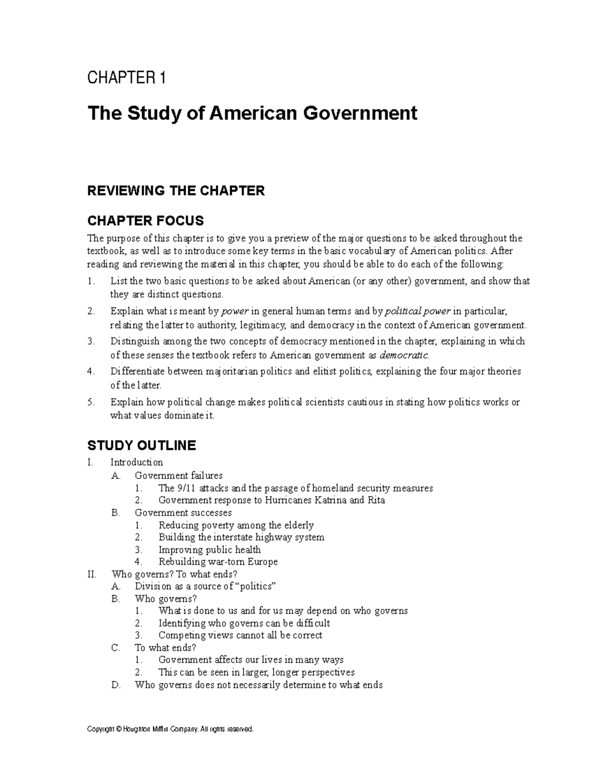 AP Government Chapter 1 Study Guide And Quiz 2014 Student Version ...