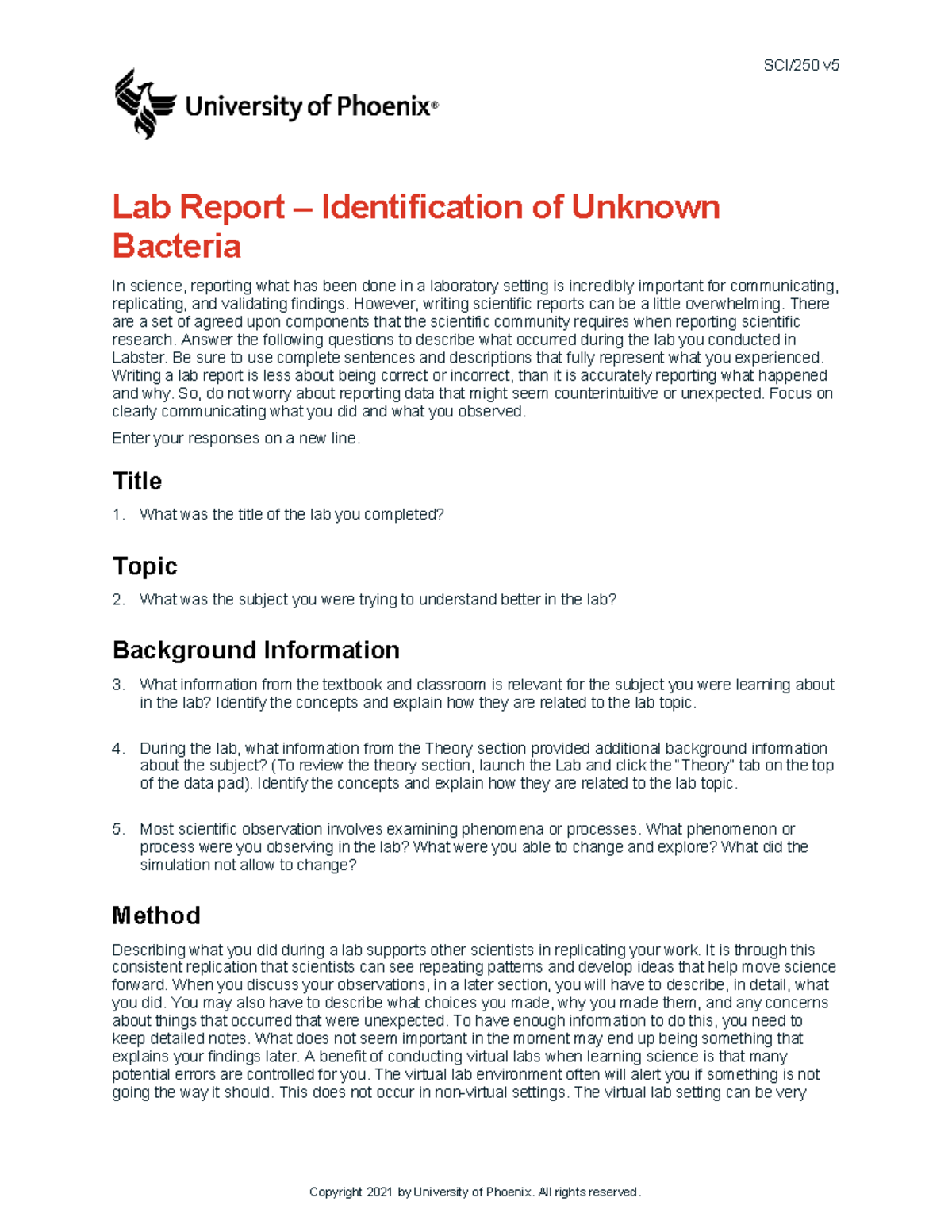 Sci250 V5 Wk7 Identification Of Unknown Bacteria Lab Report Sci250 V Lab Report 7434