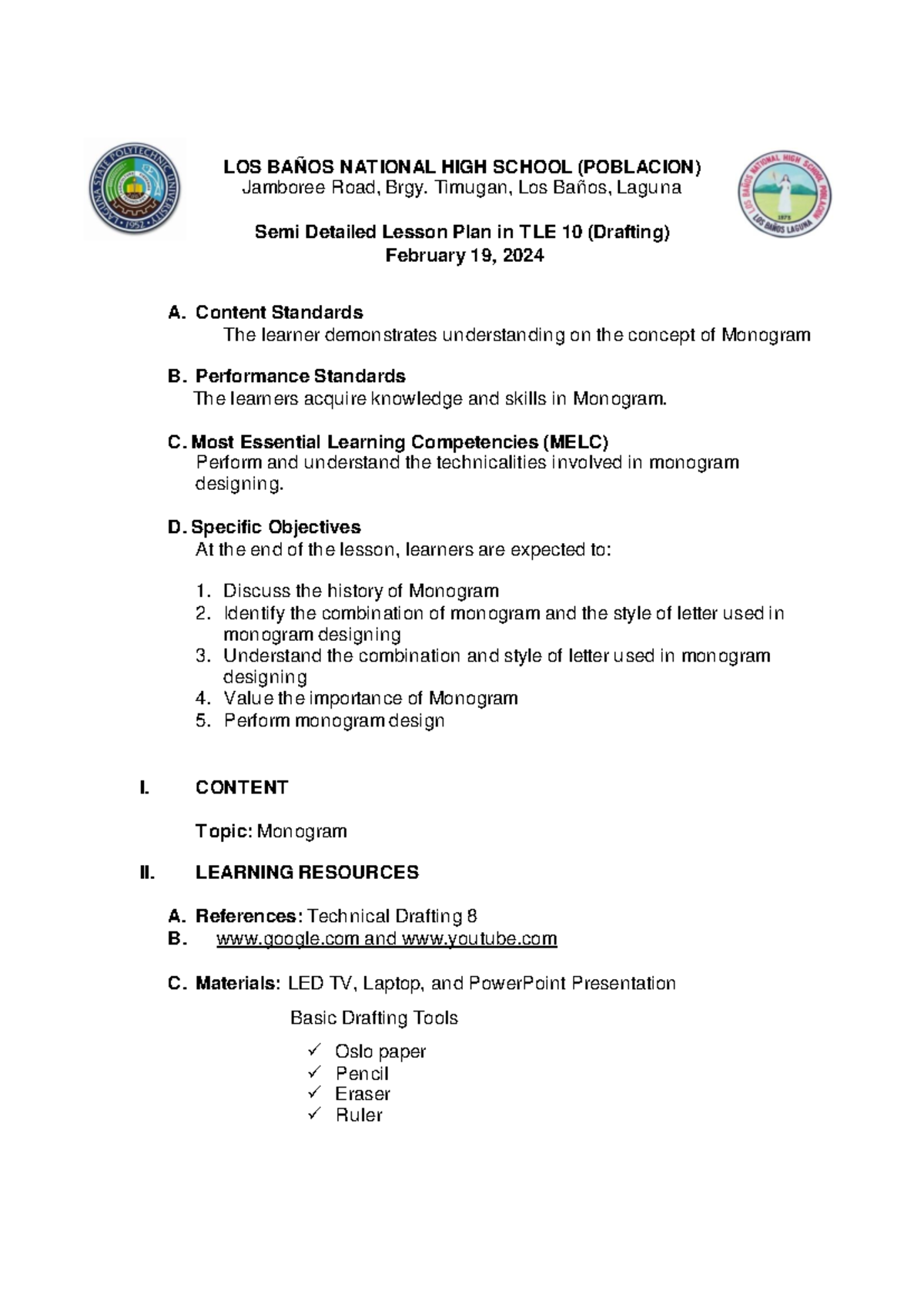 Topic-Monogram-Drafting edited - LOS BAÑOS NATIONAL HIGH SCHOOL ...
