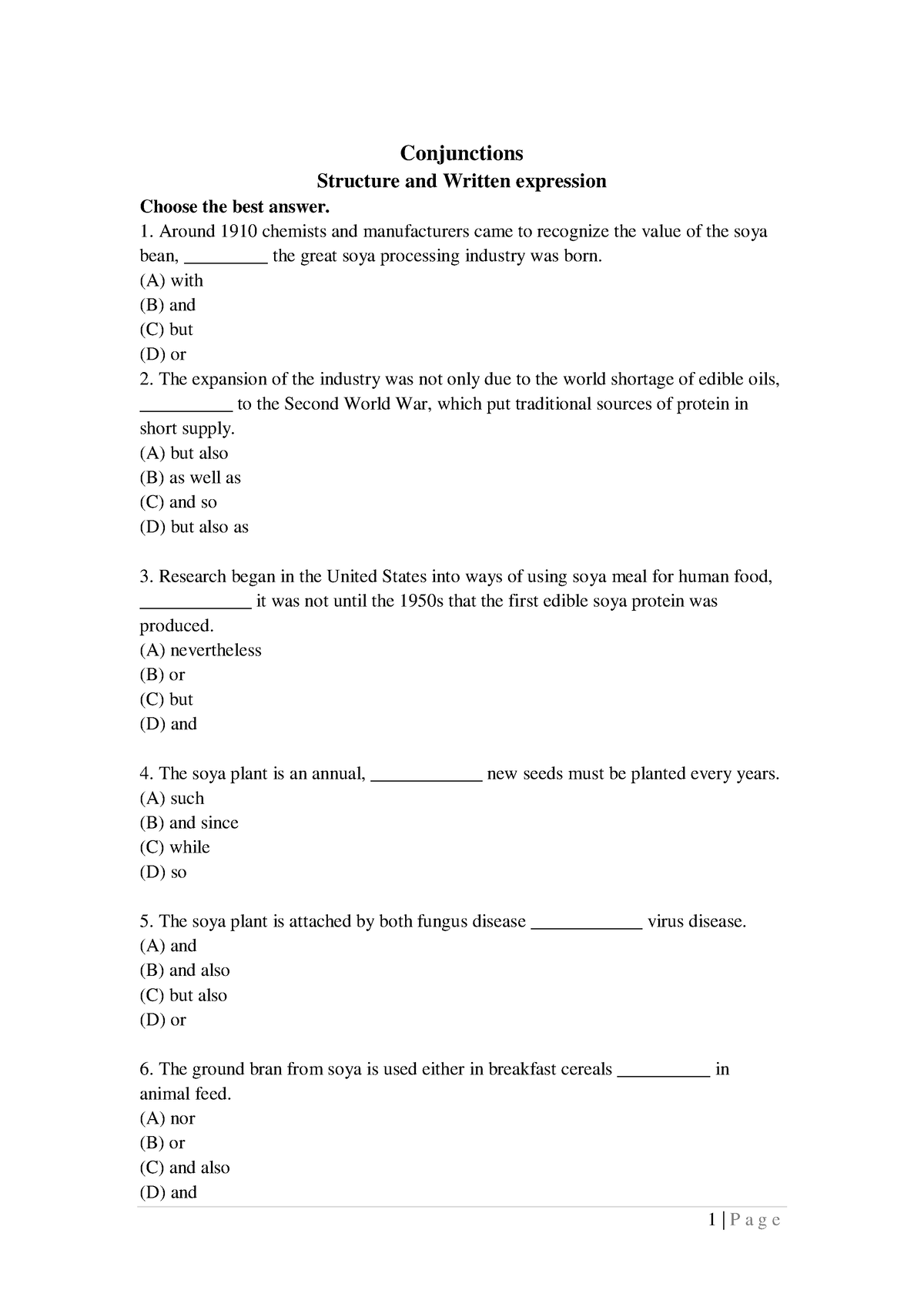 Conjunction for studies - 1 | P a g e Conjunctions Structure and ...