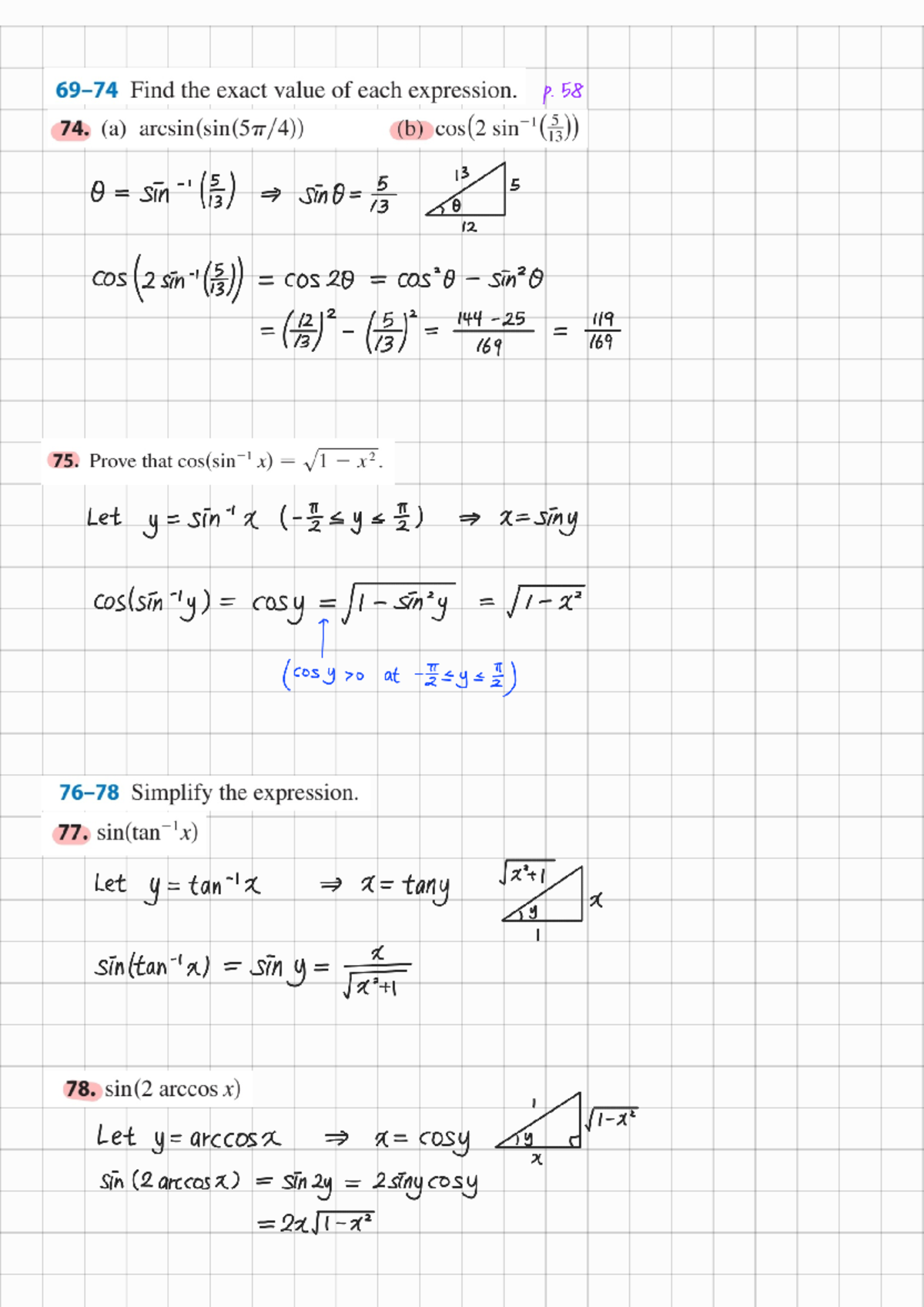 1.1 풀이 - problem set 1.1 - Find the exact value of each expression. p ...