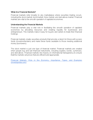 Finmarket - about finman - Reasons to Study Financial Markets: Career ...