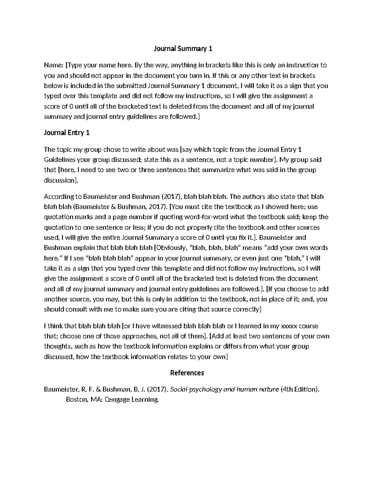 Journal Summary 1 Template 2024 - Journal Summary 1 Name: [Type your ...