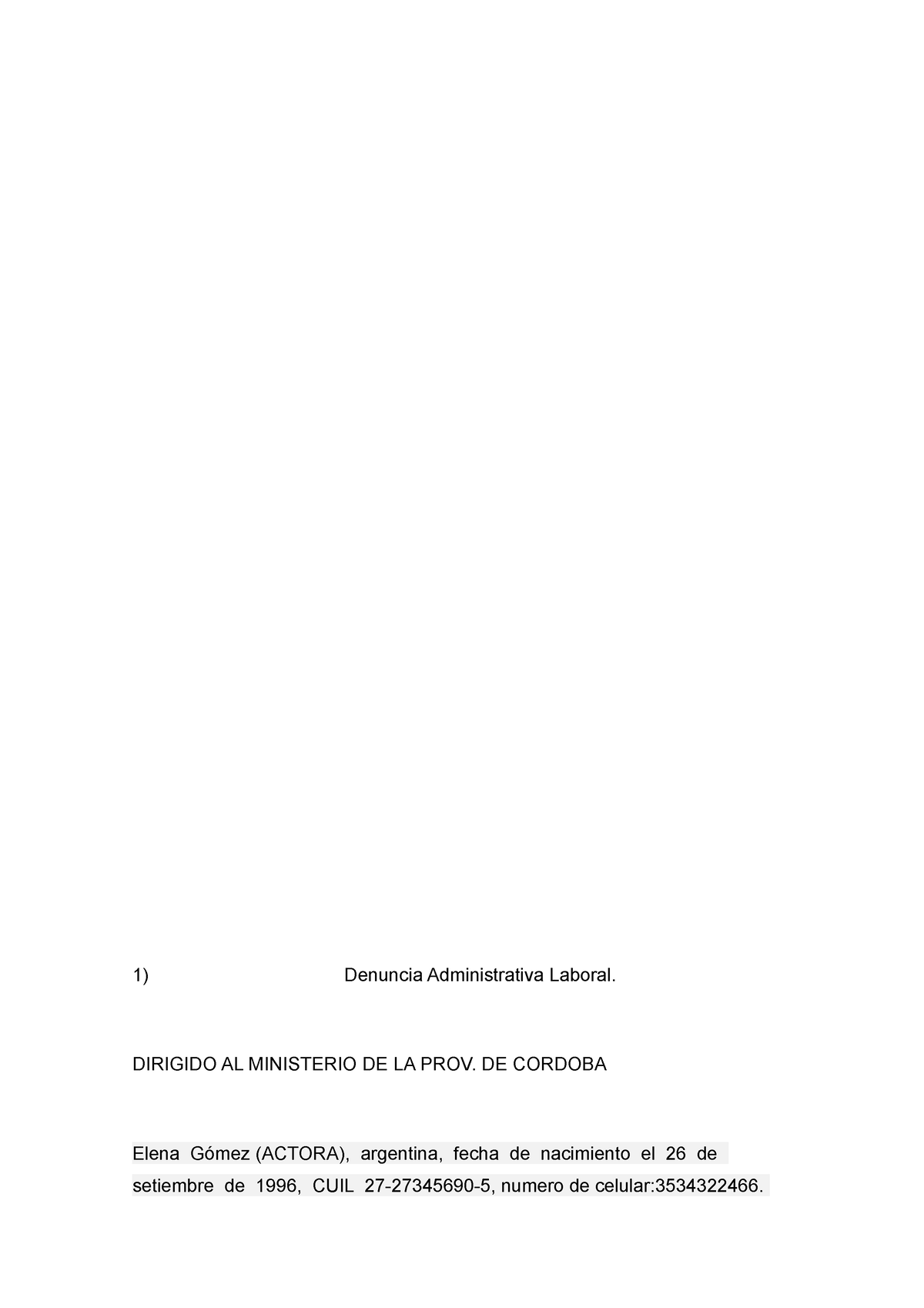 TP N°3 Derecho DEL Trabajo Y LA Seguridad Social - Denuncia ...