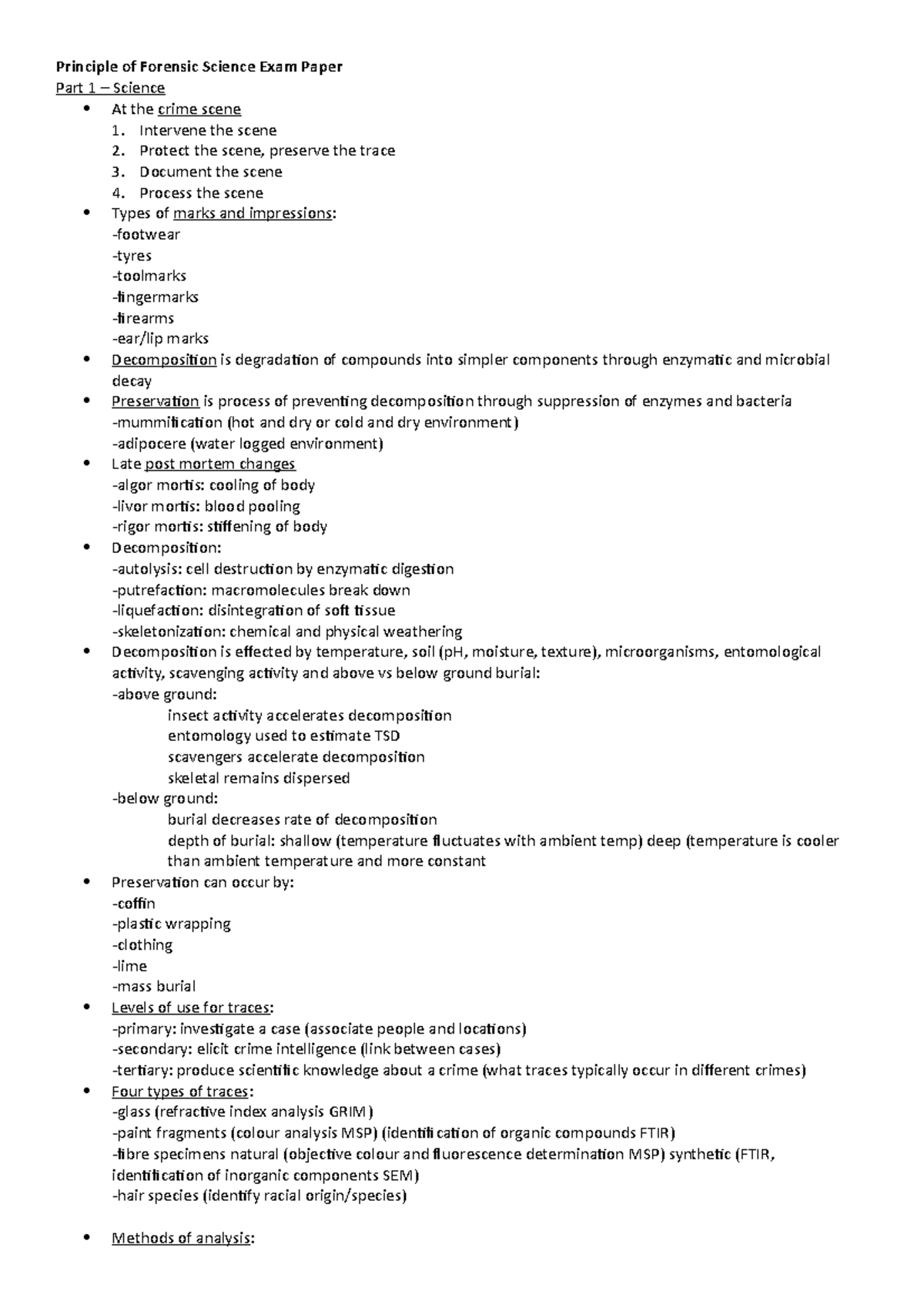 PFS Science & Law Summary (taken into exam) - Principle of Forensic ...