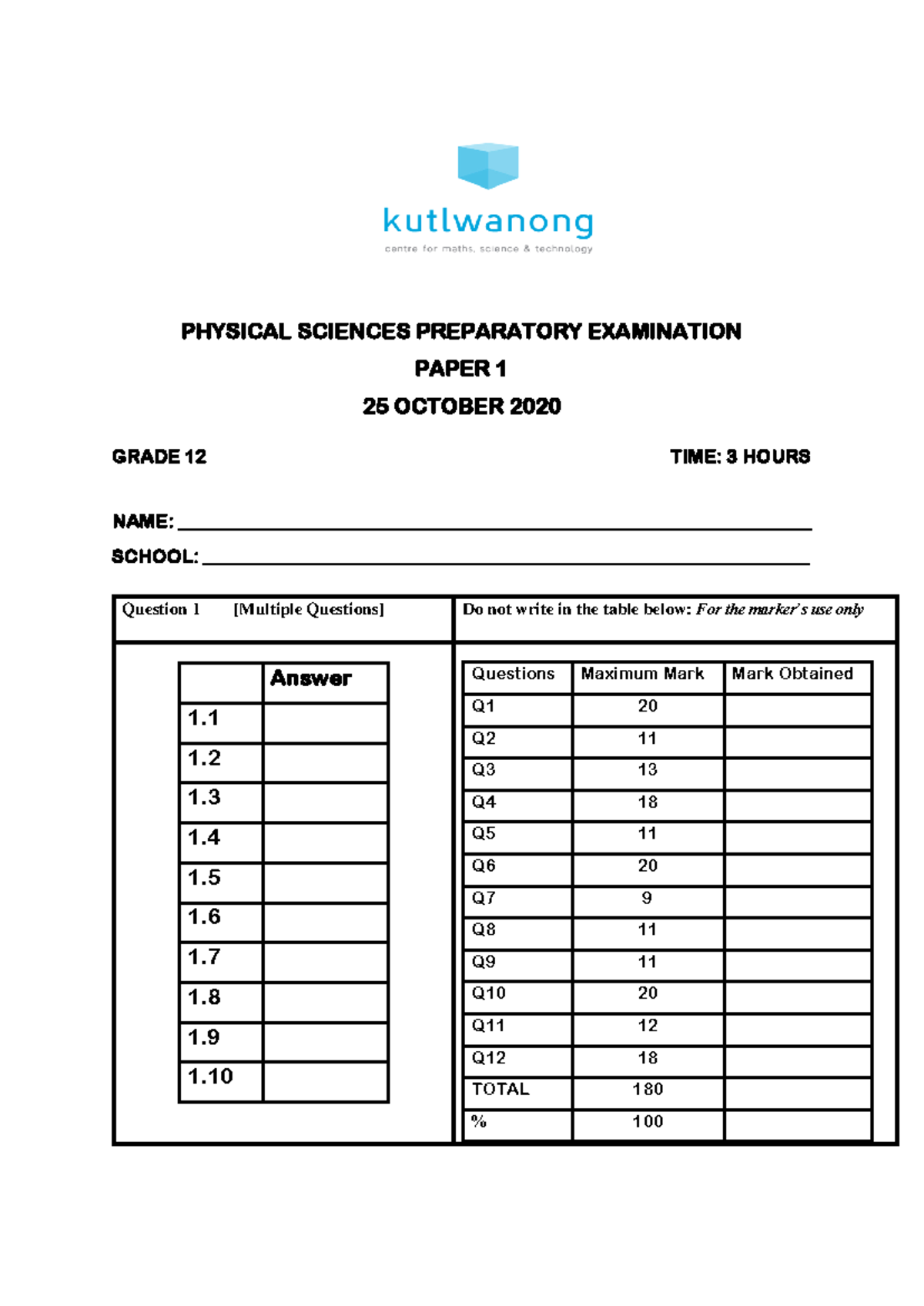 GRADE 12 PHYSICAL SCIENCE EXAM GUIDELINES 2021 PDF visual data 6