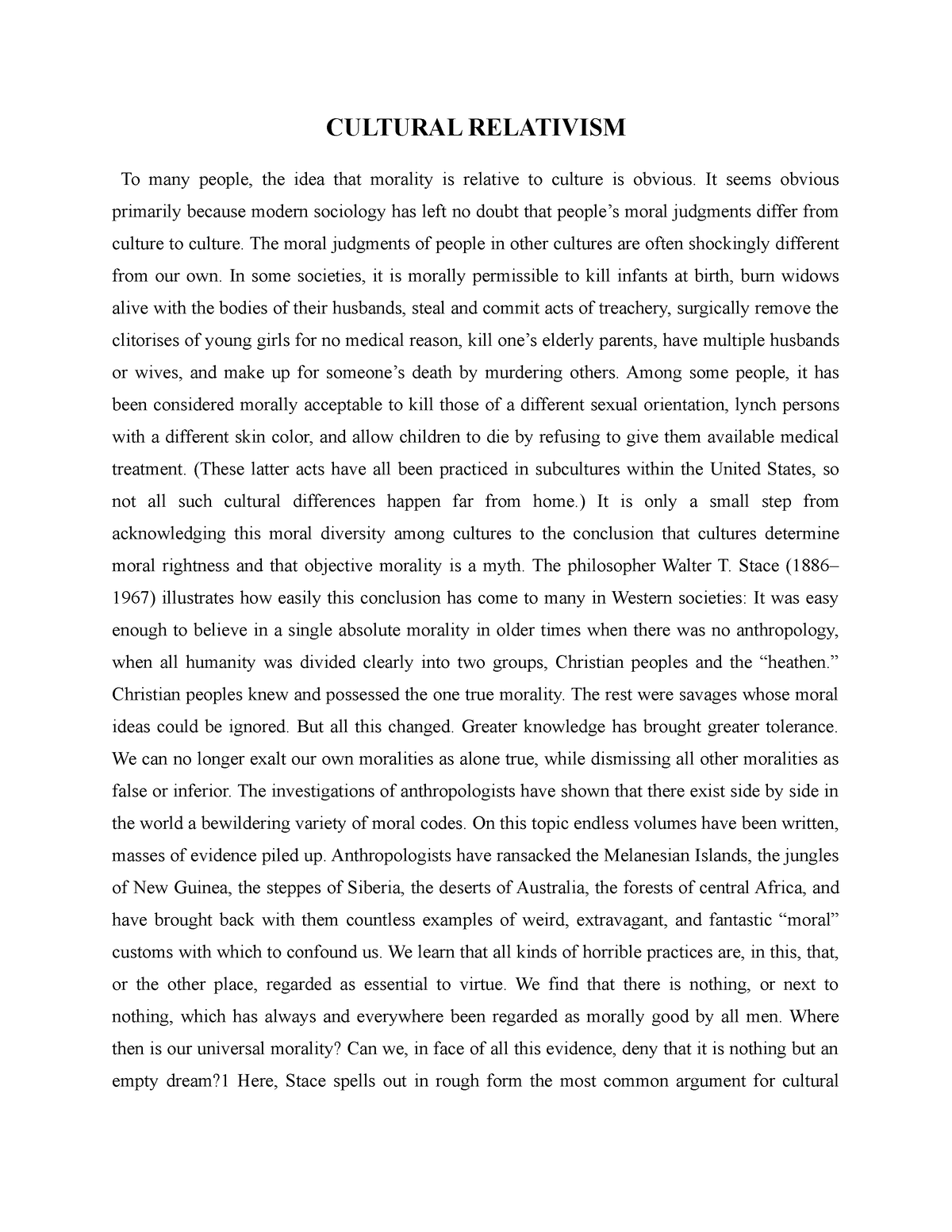 conclusion of cultural relativism essay