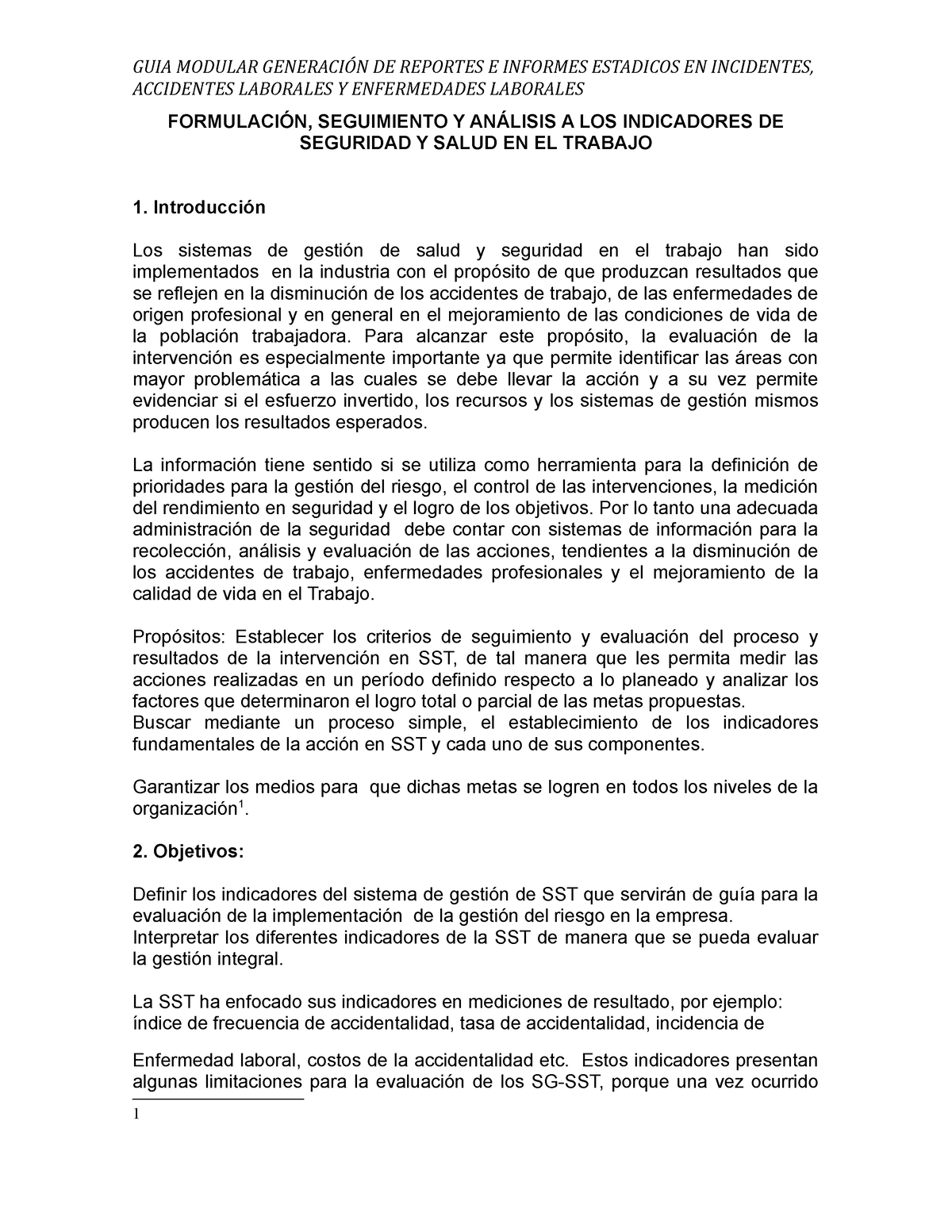 Modulo Generacion DE DE Reportes E Indicadores SST - ACCIDENTES ...