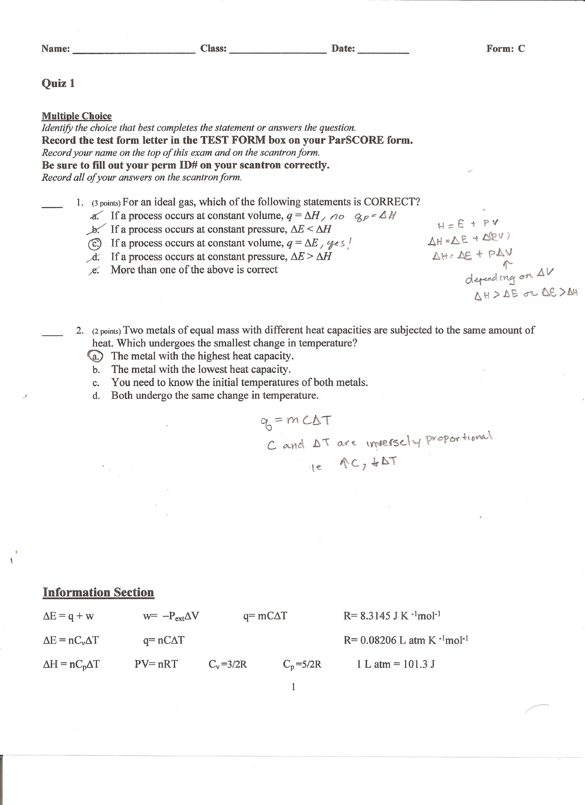 Chem 1B Quiz 1C Worked Out - CHEM1B - Studocu