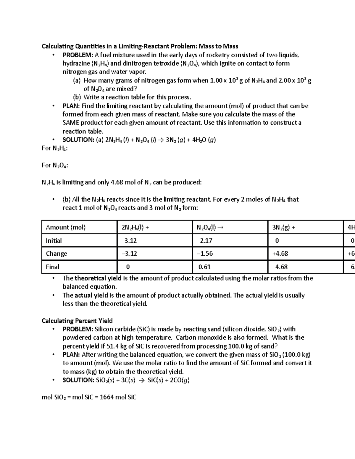 Chem 107 Notes 2022 - Calculating Quantities In A Limiting-reactant 