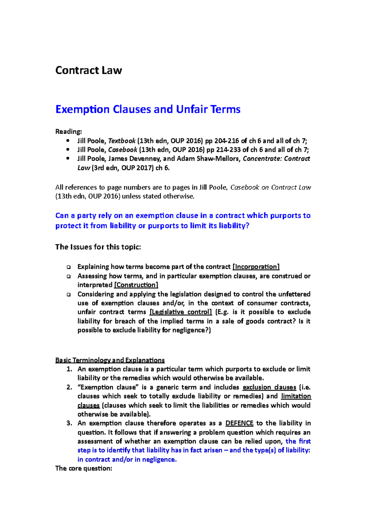 Exemption Clauses - Contract Law Exemption Clauses and Unfair Terms ...