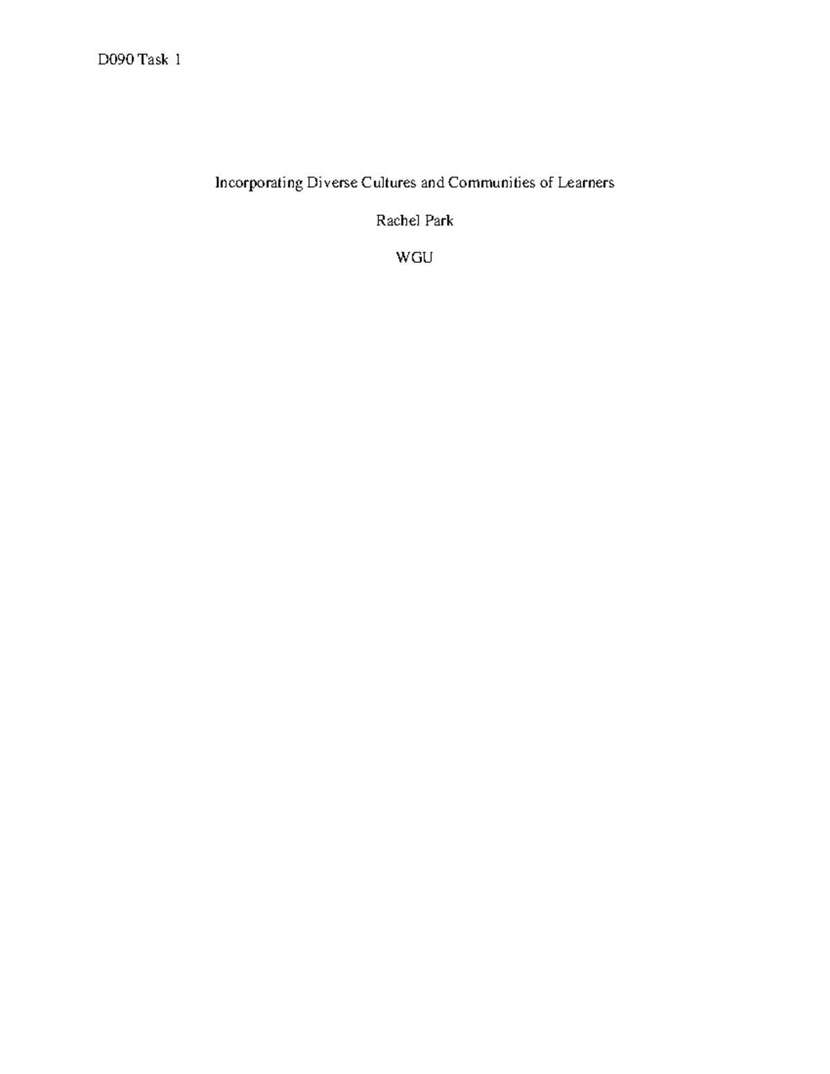 Wgu School As A Community Of Care Task 1 - iw2iuvx