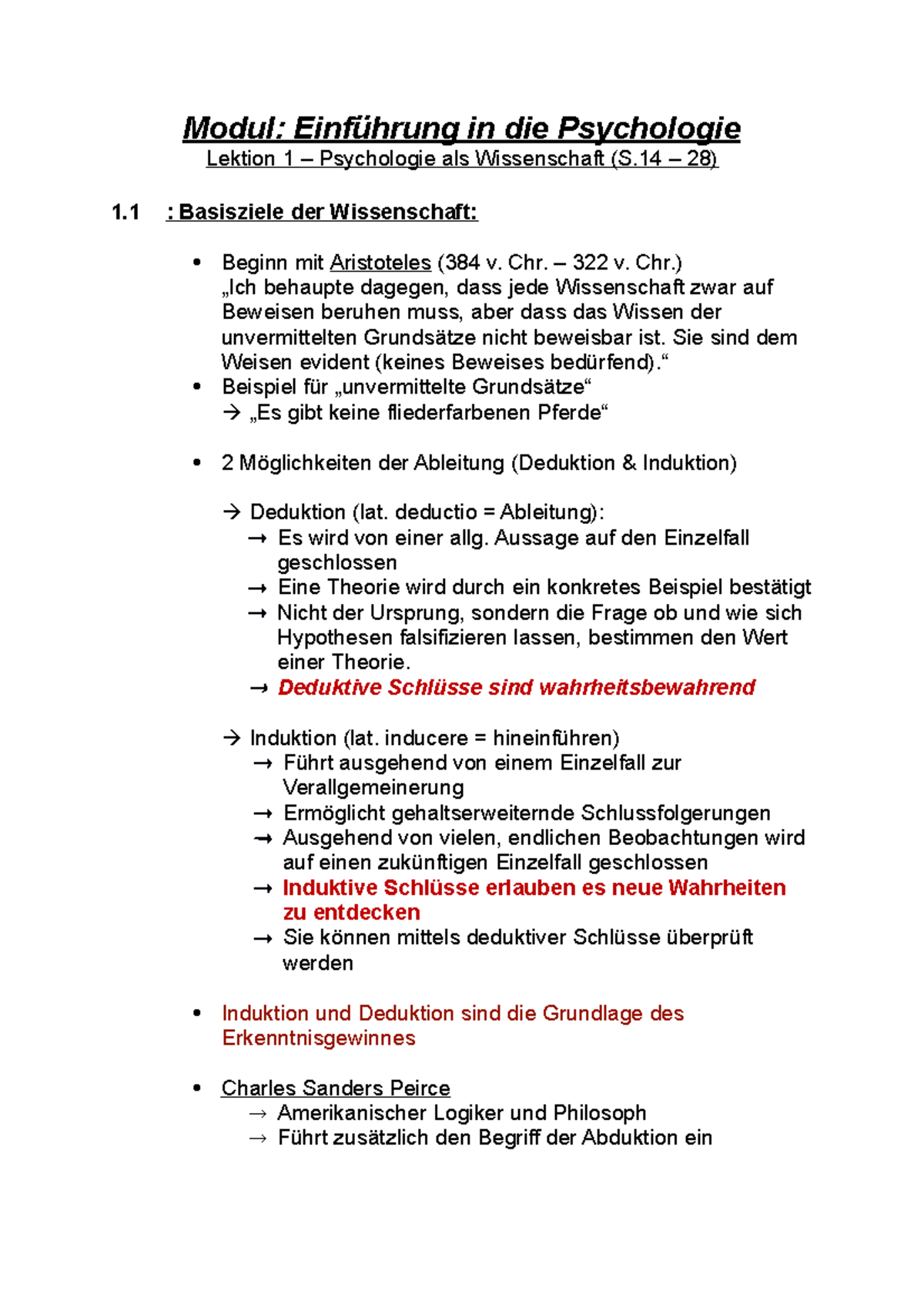 Modul 1 Seite 1 - Modul: Einführung in die Psychologie Lektion 1 ...