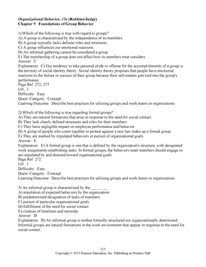 Test Ch3 - Test Bank - 41 Organizational Behavior, 15e (Robbins/Judge ...