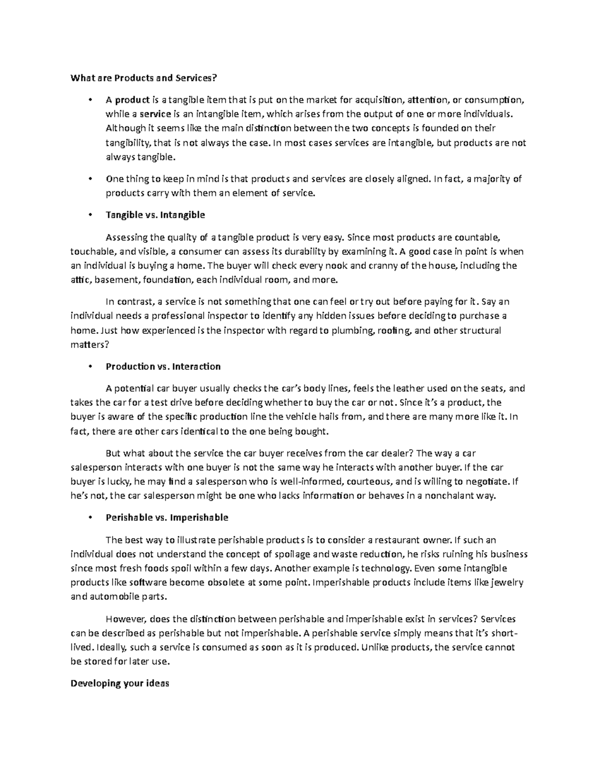Product and Services - What are Products and Services? A product is a ...