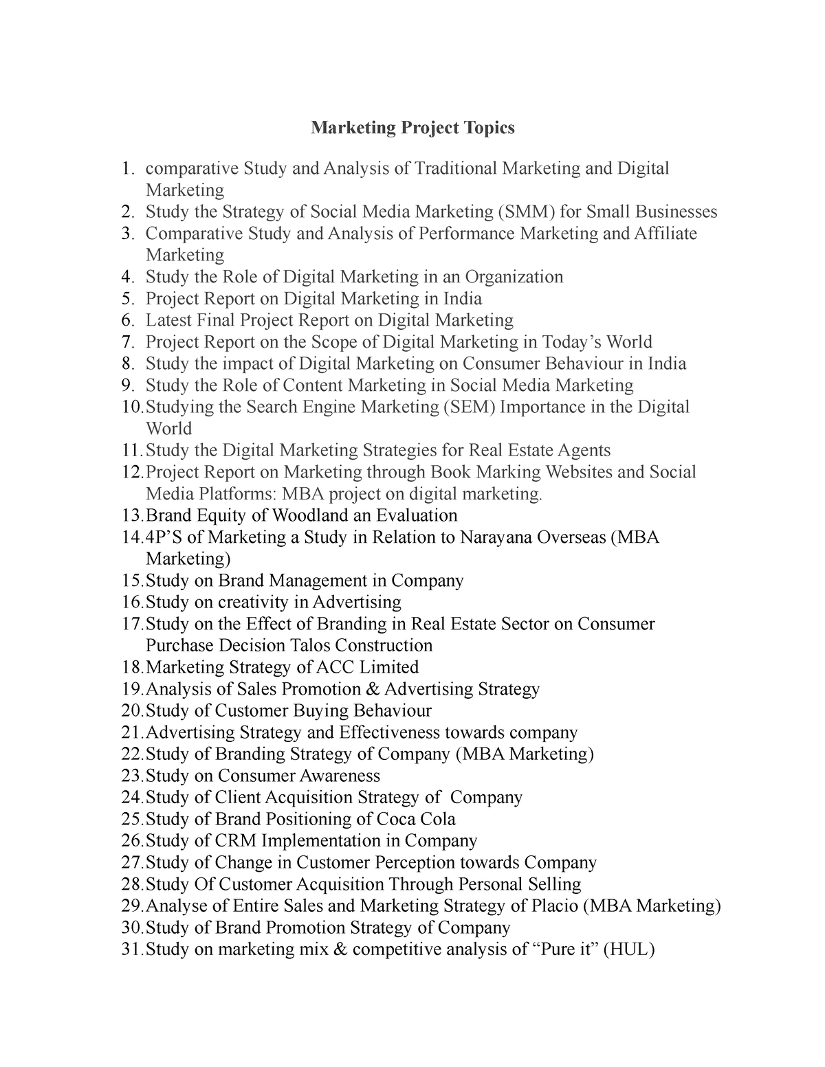 thesis topics for sales and marketing