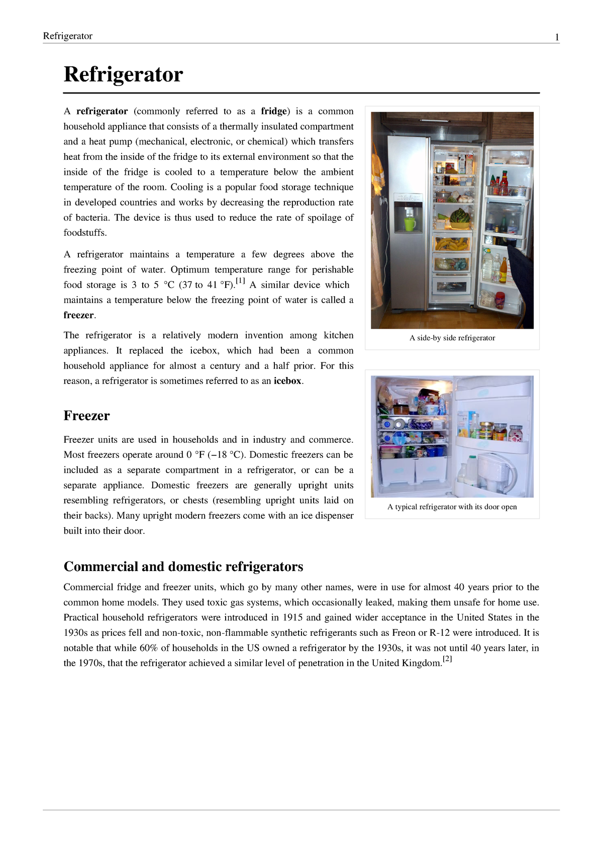 Refrigerator - Cooling is a popular food storage technique in developed ...