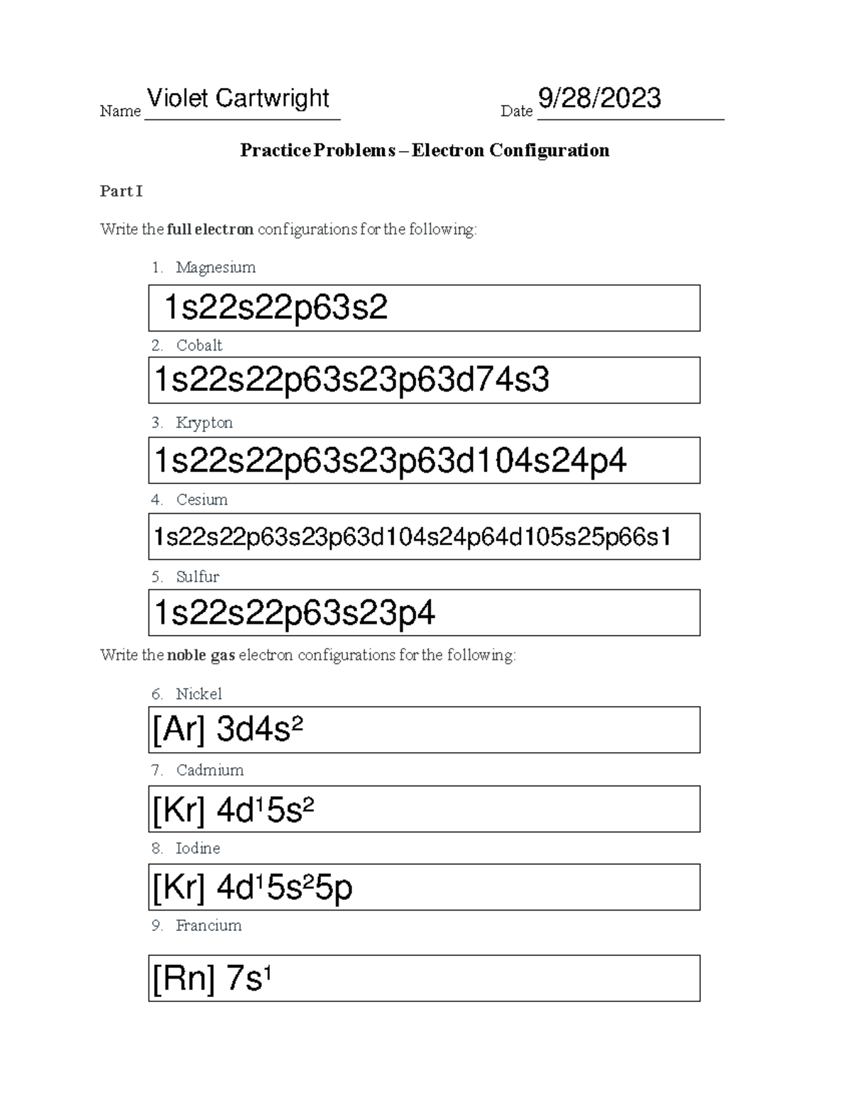 Practice+problems+-+electron+configuration - Name 